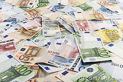Mixed bills of Euro Stock Photo