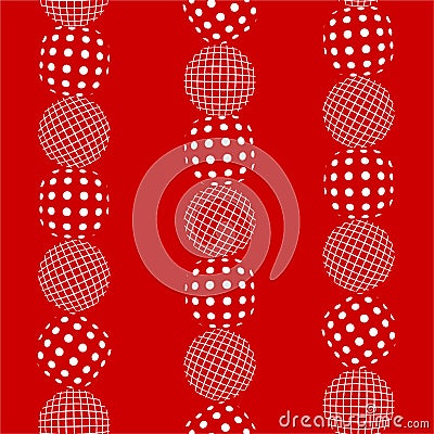 Mixed Circle vertical stripe create from polka dots and grid seamless pattern in vector EPS10 on red background color ,Design for Vector Illustration