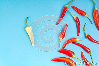 Mixed color chili pepper background Stock Photo