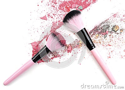 Mixed color crushed make up powder. Make up blush Stock Photo