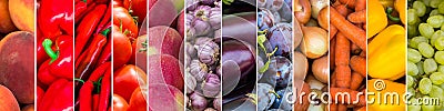 Mixed of color fruits and vegetables. Fresh ripe food Stock Photo