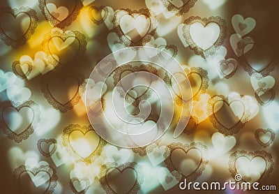 Mixed color and heart shape bokeh abstract background. love concept. Stock Photo