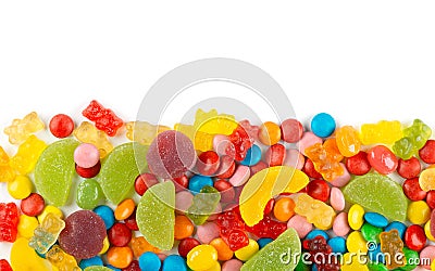 Mixed colorful candies. Color sweets on white background Stock Photo