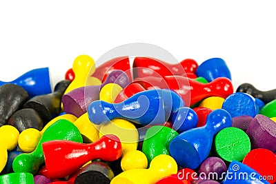 Mixed coloured halma cones with copyspace indicating majority Stock Photo