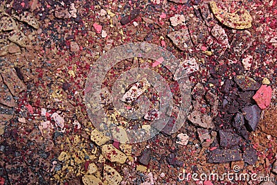 Mixed Crushed Make up Pigment Texture Close up Purple and Brown Stock Photo