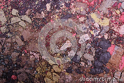 Mixed Crushed Make up Pigment Texture Close up Purple and Brown Stock Photo
