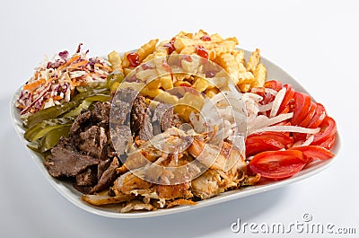 Mixed doner kebab on a plate Stock Photo