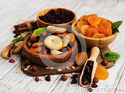 Mixed dried fruits Stock Photo