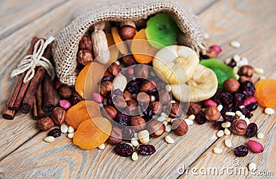 Mixed dried fruits Stock Photo