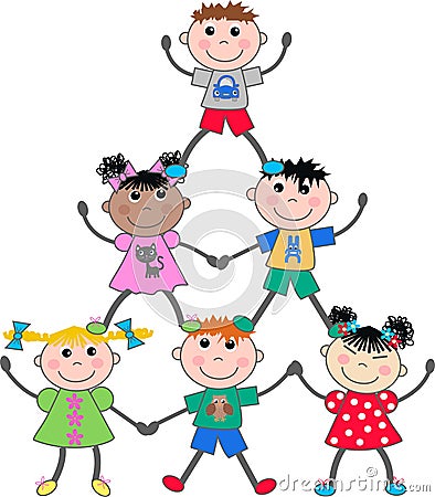 Mixed ethnic children Vector Illustration
