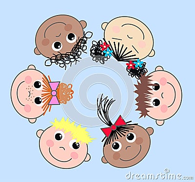 Mixed ethnic children Vector Illustration