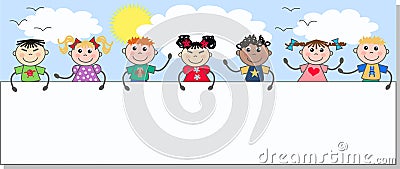 Mixed ethnic kids Vector Illustration