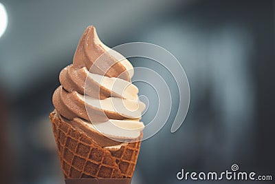 Mixed flavor ice cream cone soft serve Stock Photo