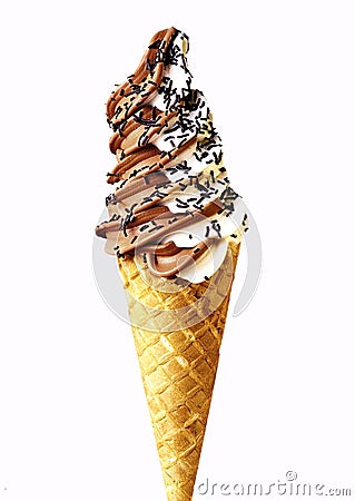 Mixed flavor soft ice cream. Stock Photo