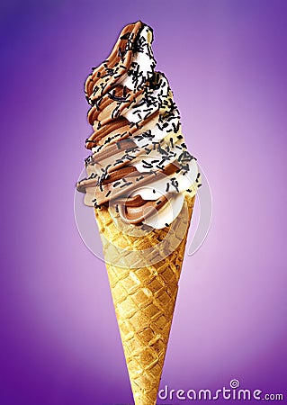 Mixed flavor soft ice cream. Stock Photo