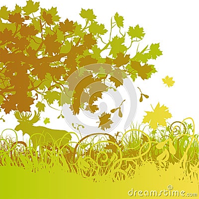 Mixed forest in autumn Vector Illustration