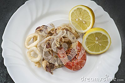 Mixed fried fish Stock Photo