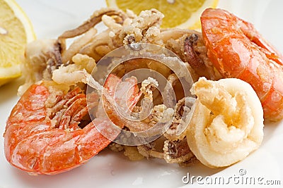 Mixed fried fish Stock Photo