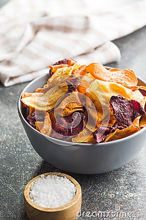 Mixed fried vegetable chips Stock Photo