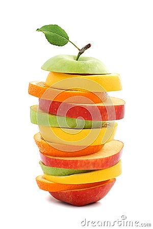 Mixed fruit apple orange lemon Stock Photo