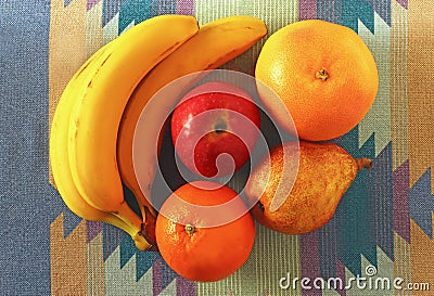 Mixed fruits lying on a table Stock Photo