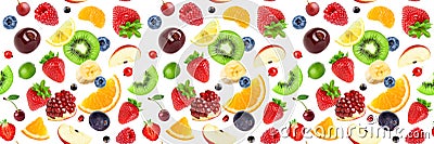 Mixed fruits. Fruits pattern. Fruit background Stock Photo