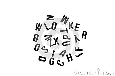 Mixed letters of the English alphabet. Black letters isolated Stock Photo