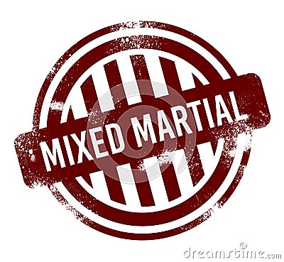 Mixed Martial Arts - red round grunge button, stamp Stock Photo