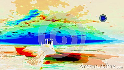 Whimsical, surreal fantasy space planet landscape Stock Photo