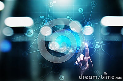 Mixed media, HR, Human resources and global recruitment, outsourcing concept on virtual screen. Stock Photo