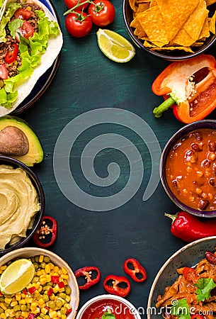 Mixed mexican food background Stock Photo