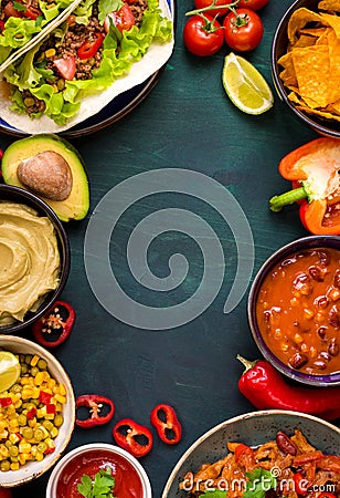 Mixed mexican food background Stock Photo