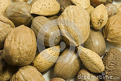 Mixed nuts background Stock Photo