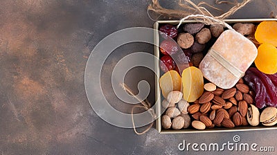 Mixed nuts and dried fruits. Stock Photo