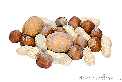 Mixed nuts - hazelnut, walnut, peanut Stock Photo