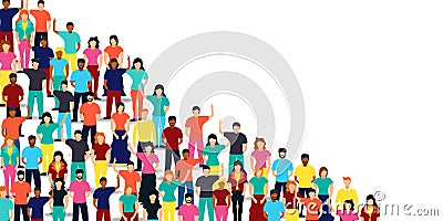 Mixed people group on isolated background Vector Illustration