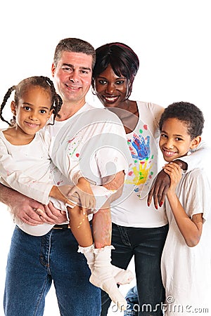 Mixed-race Family Painting Stock Photo