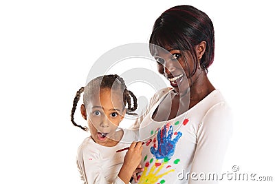 Mixed-race Family Painting Stock Photo