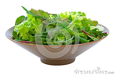 Mixed Salad Greens over white Stock Photo