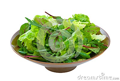 Mixed Salad Greens over white Stock Photo