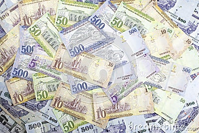 Mixed Saudi riyal Notes Stock Photo