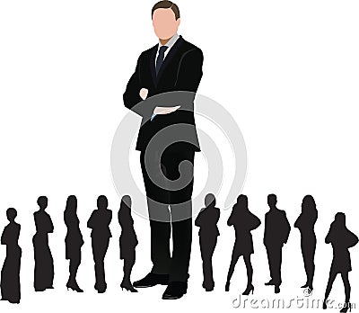 Mixed staff with head of office mixed staff with head of office Vector Illustration