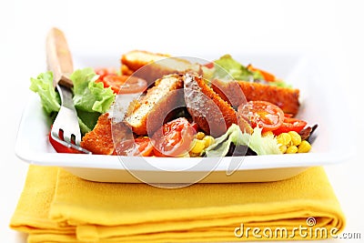 Mixed vegetable salad with baked camembert Stock Photo