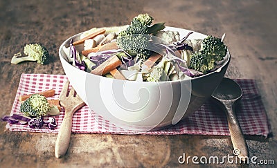 Mixed Vegetables have a carrots, broccoli, cauliflower, Purple Stock Photo