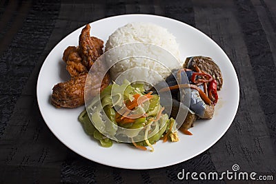 Mixed Vegetables Rice Stock Photo