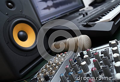 Concept of home music studio. Stock Photo