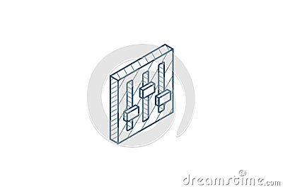 Mixer, Setup isometric icon. 3d line art technical drawing. Editable stroke Cartoon Illustration