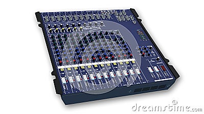 Mixing Board, Sound Mixer, audio equipment on white Stock Photo