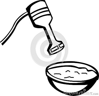 Mixing bowl and electric hand blender vector Vector Illustration