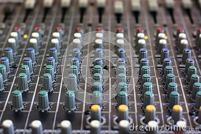 Mixing console for microphone. Sound equipment Stock Photo